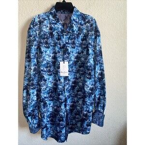 new Robert Graham FLEMMING Art Paisley Blue Floral Large Classic Long sleeve L